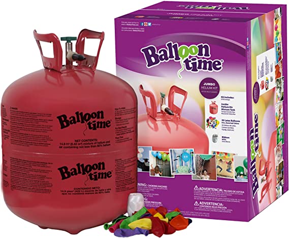 Disposable Helium Tank With 50 Balloons & Ribbon